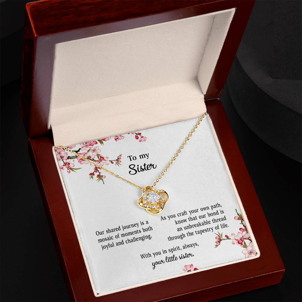 4039b Love Knot Necklace, Gift to my Sister with Beautiful Message Card