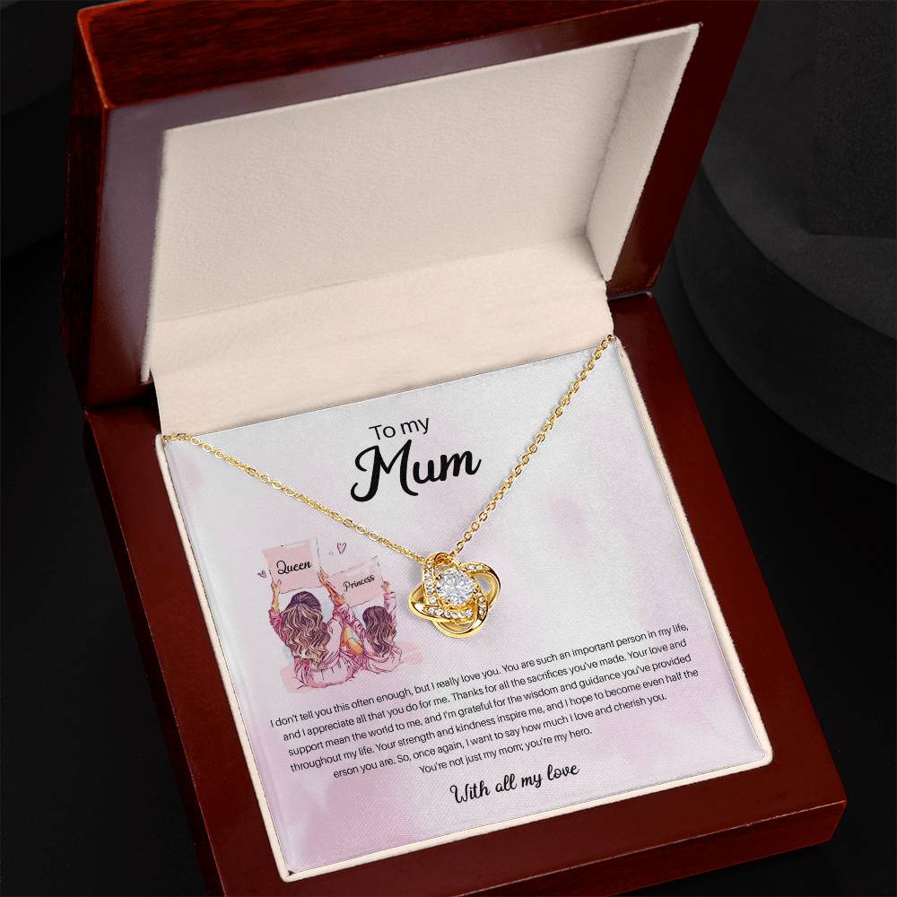 94941b Love Knot Necklace, Gift to my Mom with Beautiful Message Card