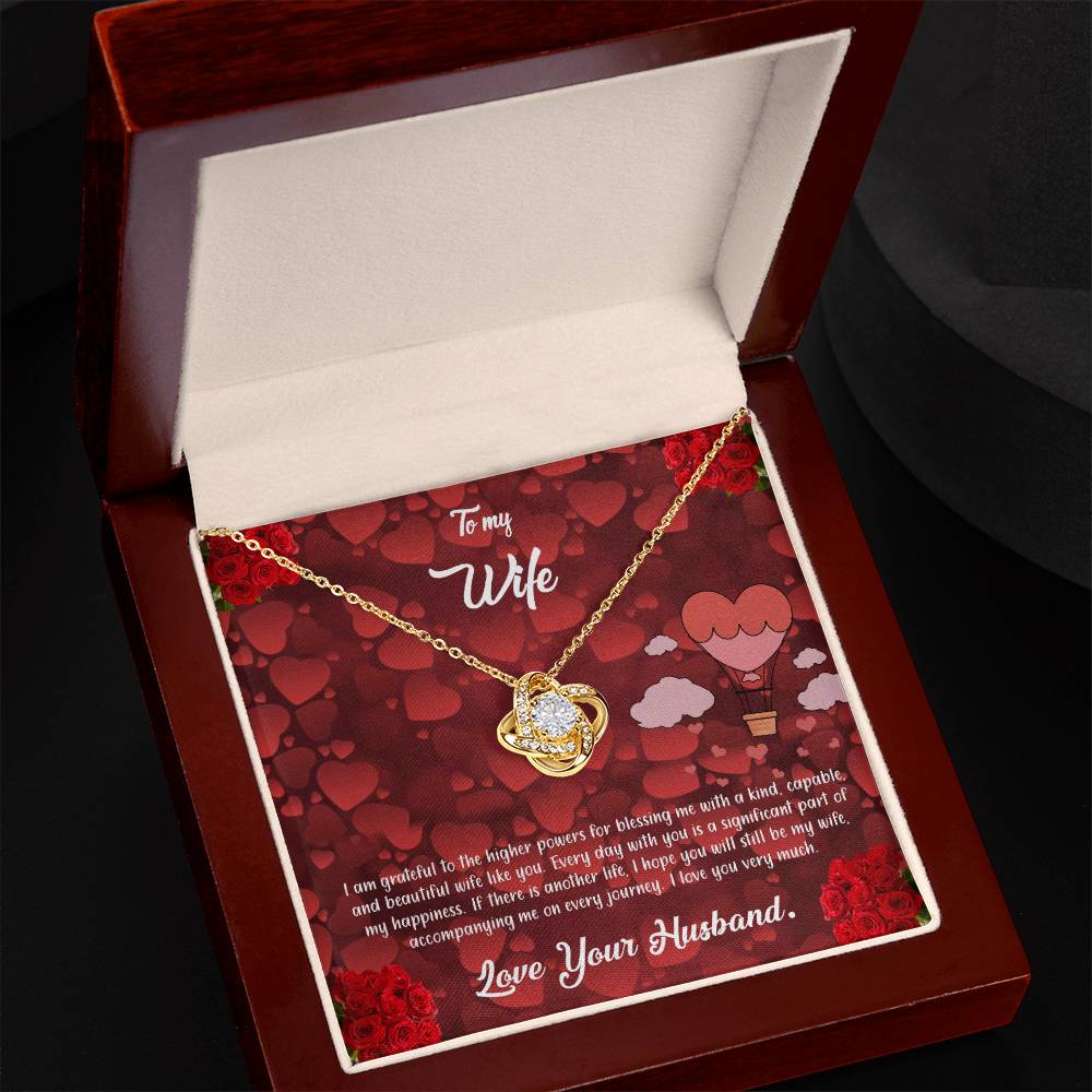 valentine-27a Love Knot Necklace, Gift to my Wife with Beautiful Message Card