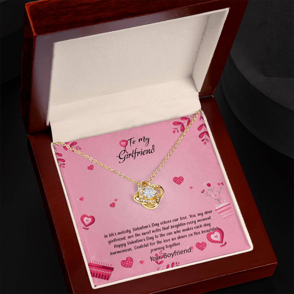 valentine-16c Love Knot Necklace, Gift to my Girlfriend with Beautiful Message Card