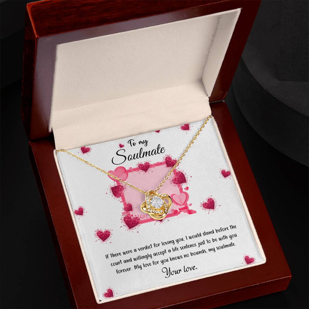 valentine-32c Love Knot Necklace, Gift to my Girlfriend with Beautiful Message Card