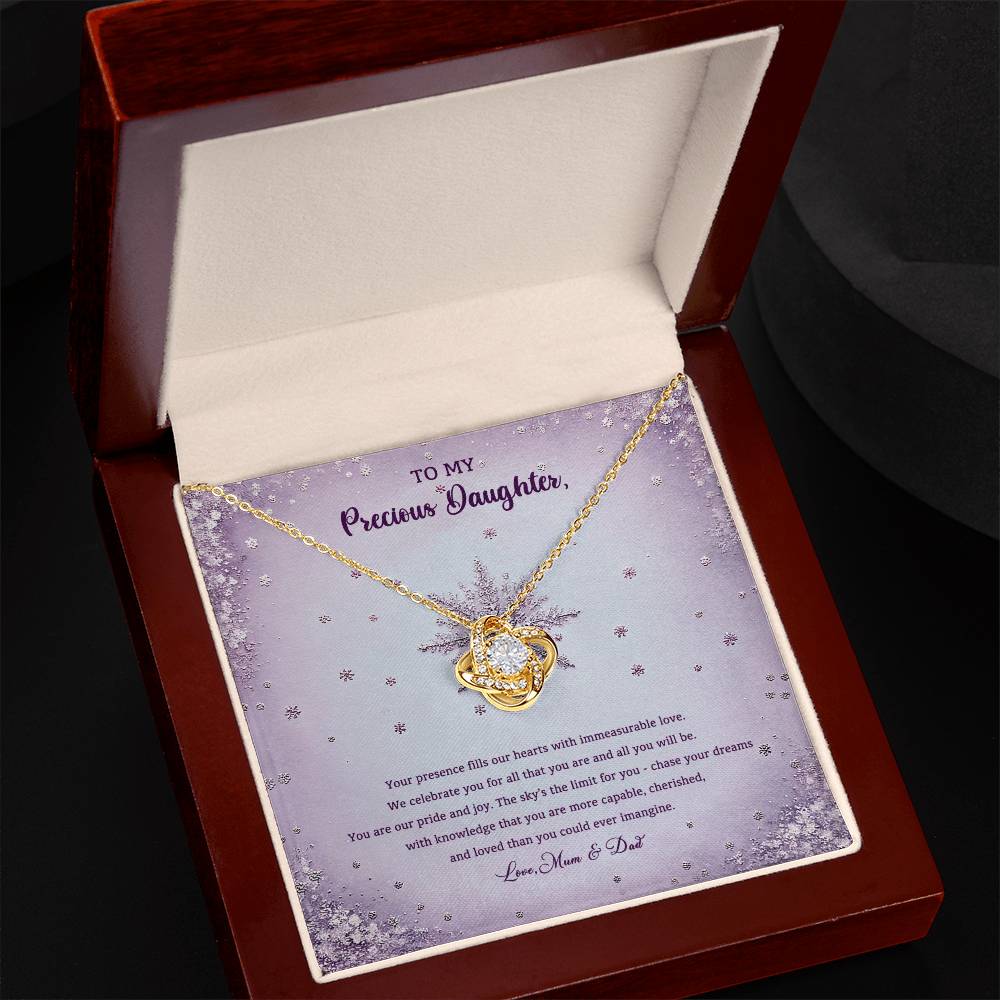 95314-c Love Knot Necklace, Gift to my Daughter with Beautiful Message Card