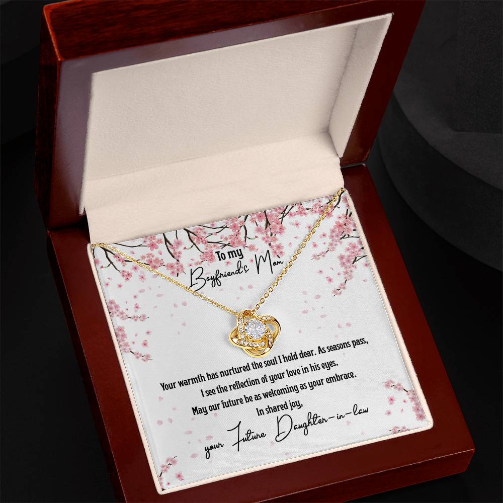 4040 c Love Knot Necklace, Gift to my Boyfriend's Mom with Beautiful Message Card