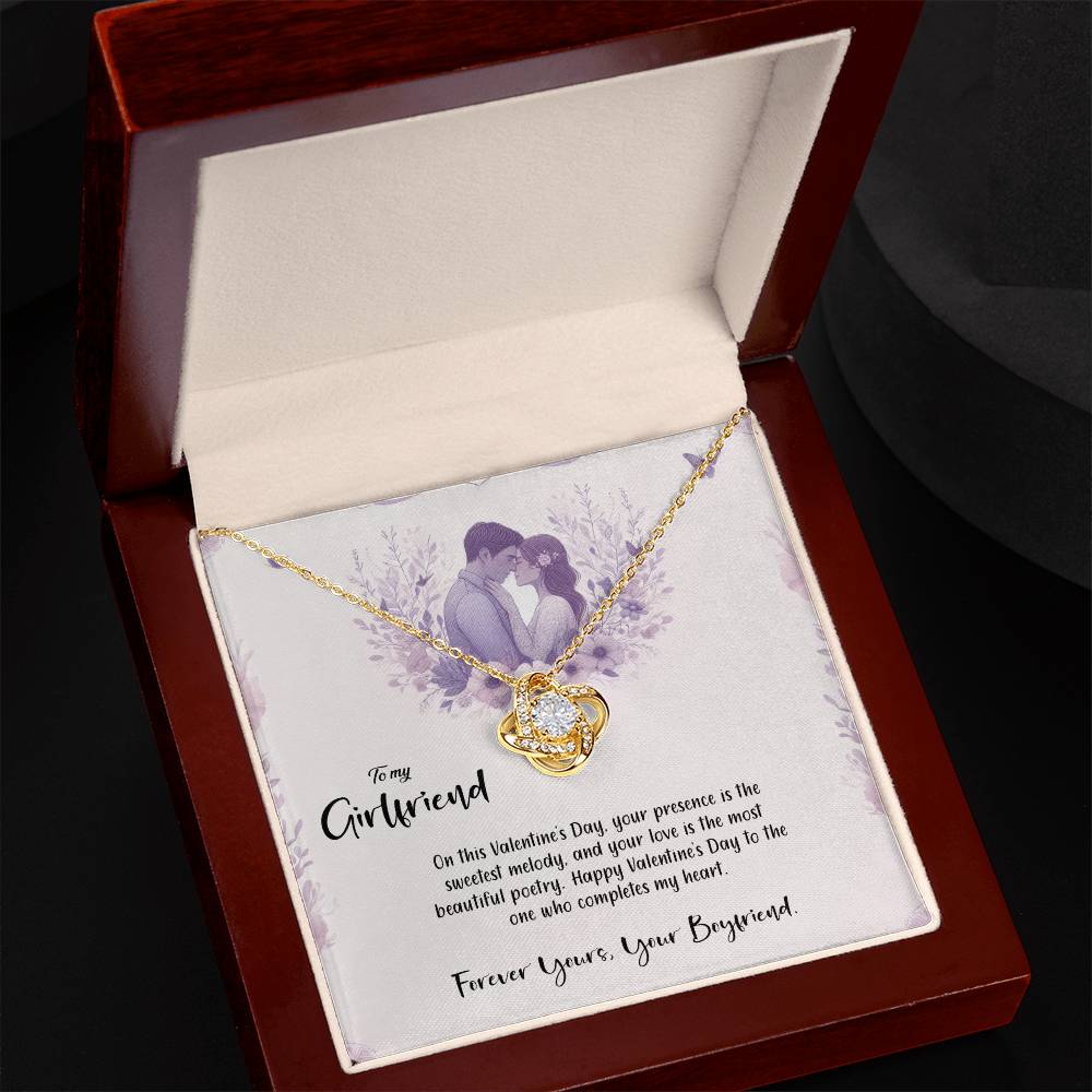 Valentine-st14c Love Knot Necklace, Gift to my Girlfriend with Beautiful Message Card