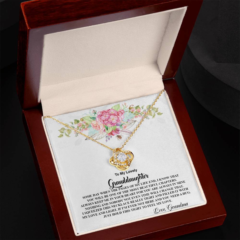 4026 b Love Knot Necklace, Gift to My Granddaughter with nice Message Card