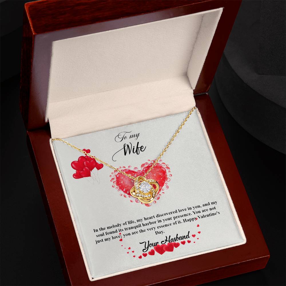 valentine-20a Love Knot Necklace, Gift to my Wife with Beautiful Message Card