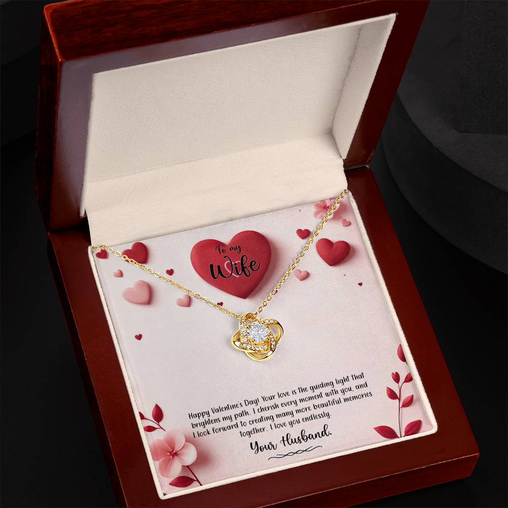 Valentine-st6a Love Knot Necklace, Gift to my Wife with Beautiful Message Card