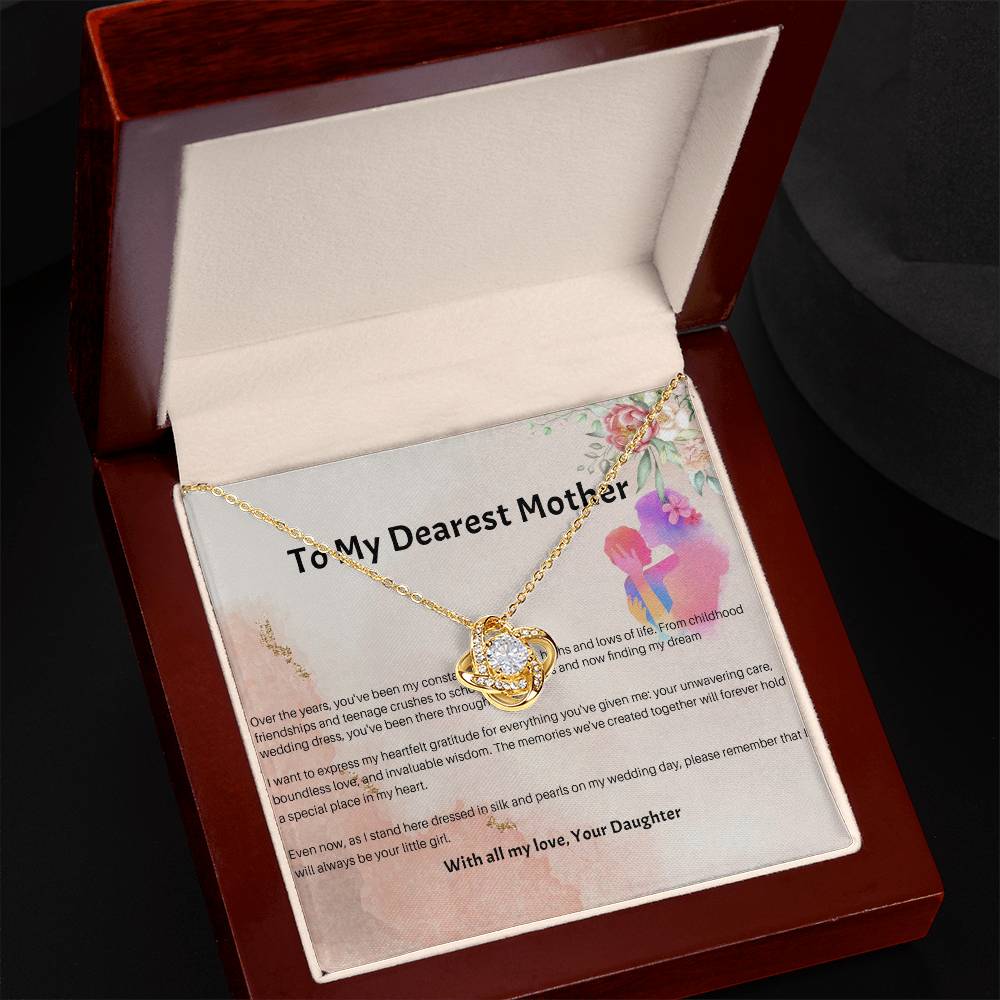 94689a Love Knot Necklace, Gift to my Mom with Beautiful Message Card