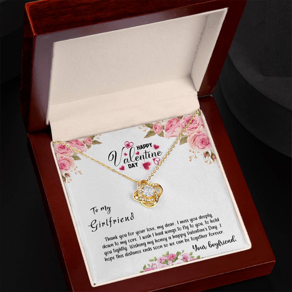 valentine-31c Love Knot Necklace, Gift to my Girlfriend with Beautiful Message Card