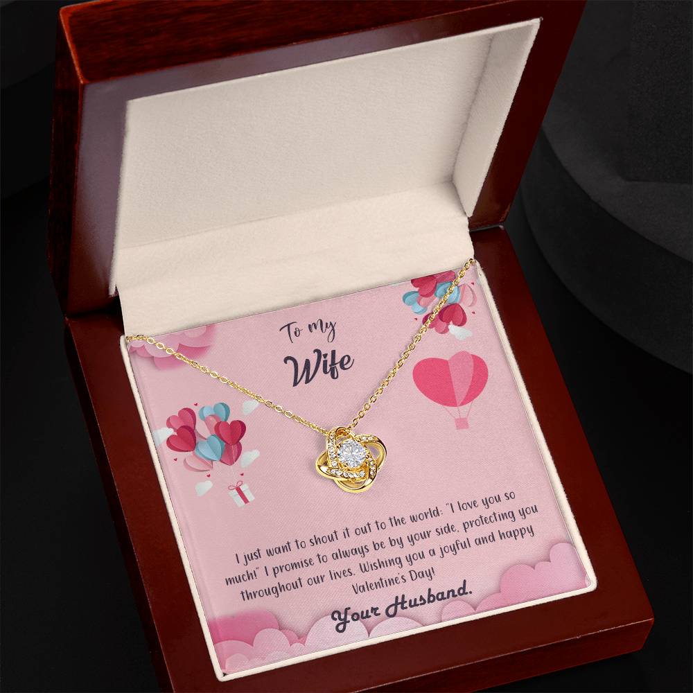 valentine-28a Love Knot Necklace, Gift to my Wife with Beautiful Message Card