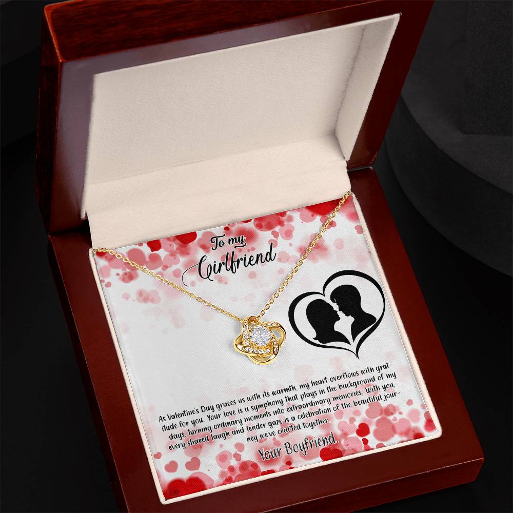 valentine-36c Love Knot Necklace, Gift to my Girlfriend with Beautiful Message Card