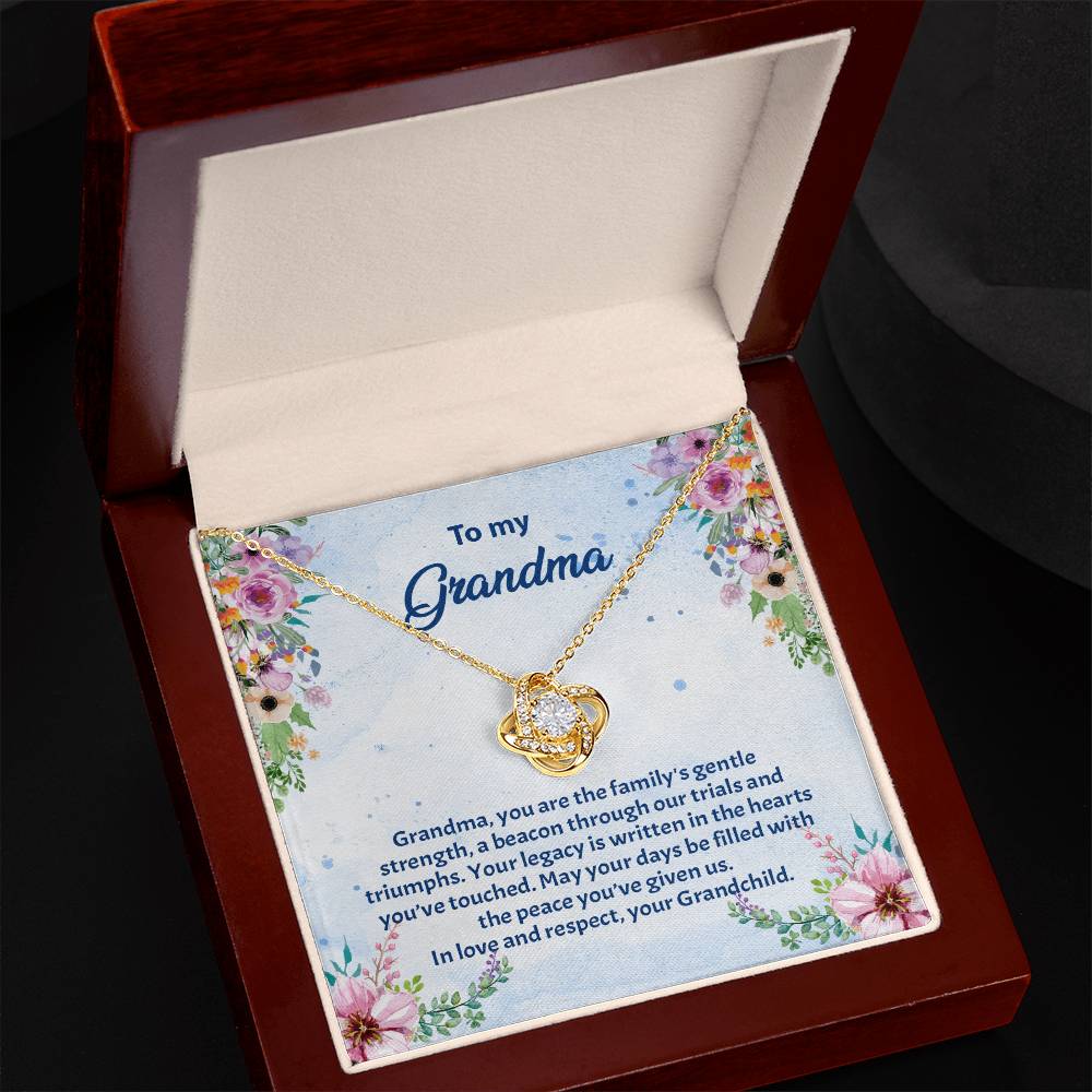 4038b Love Knot Necklace, Gift to my Grandma with Beautiful Message Card