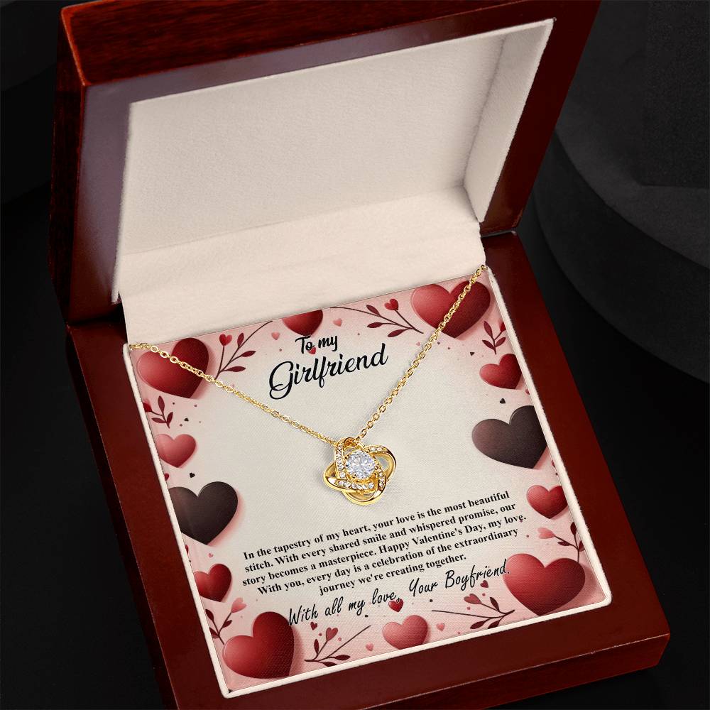 Valentine-st7c Love Knot Necklace, Gift to my Girlfriend with Beautiful Message Card