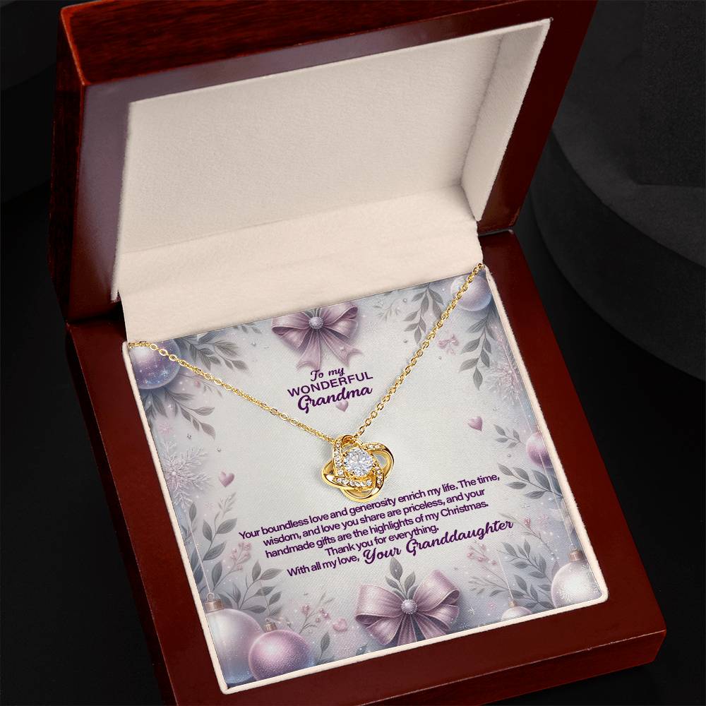 4053d Love Knot Necklace, Gift to my Grandma with Beautiful Message Card