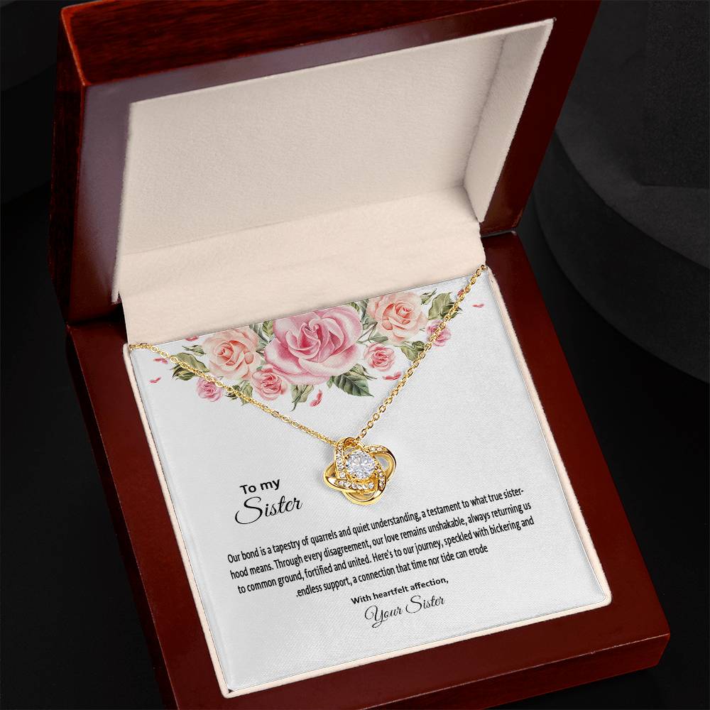 4031c Love Knot Necklace, Gift to my Sister with Beautiful Message Card