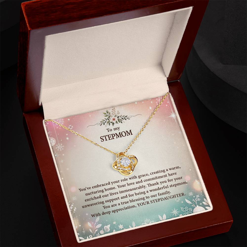 4057k Love Knot Necklace, Gift to my Stepmom with Beautiful Message Card