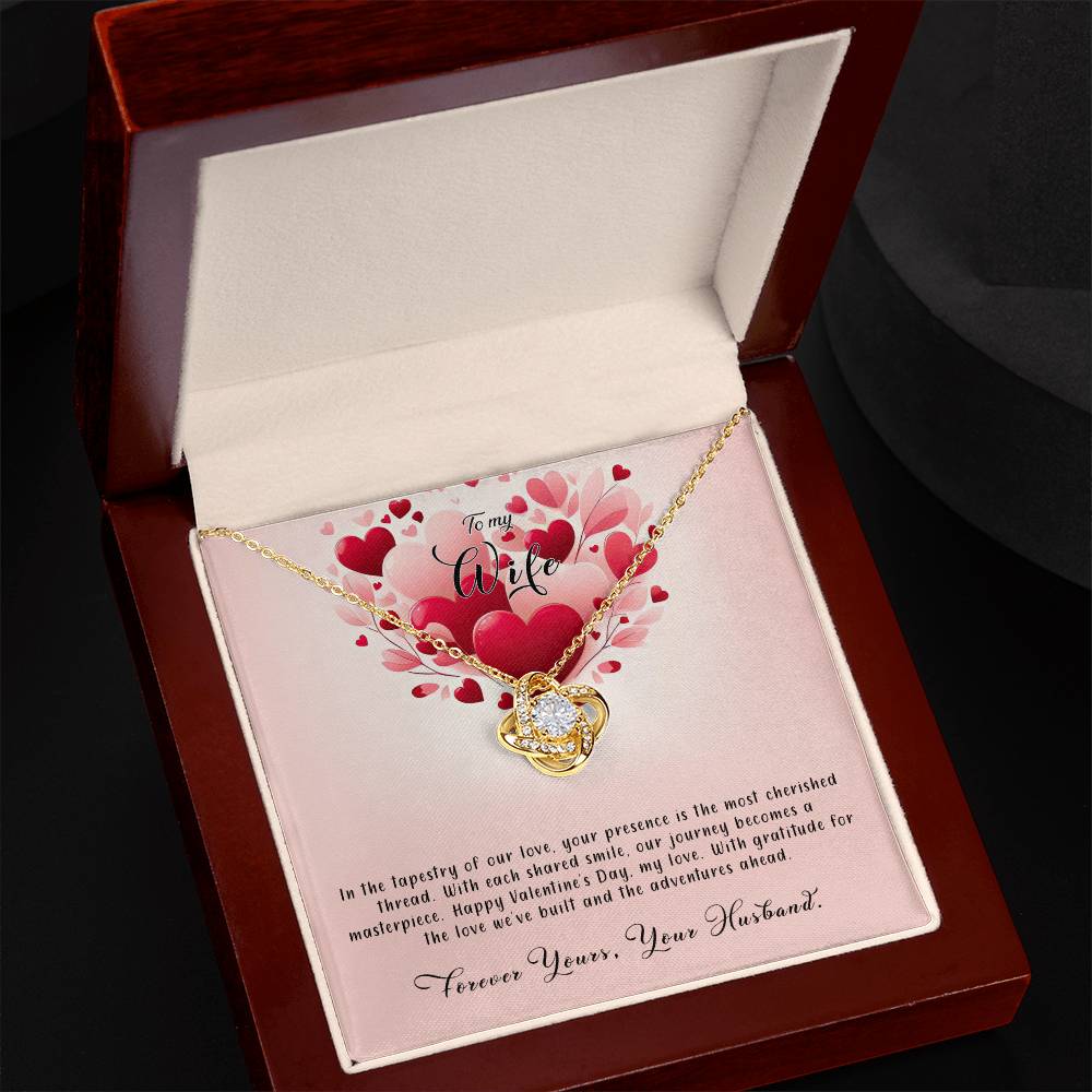 Valentine-st8a Love Knot Necklace, Gift to my Wife with Beautiful Message Card