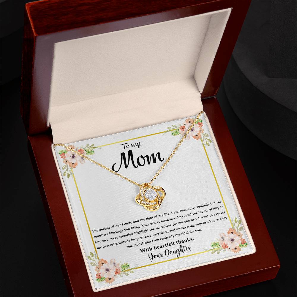 4032b Love Knot Necklace, Gift to my Mom with Beautiful Message Card