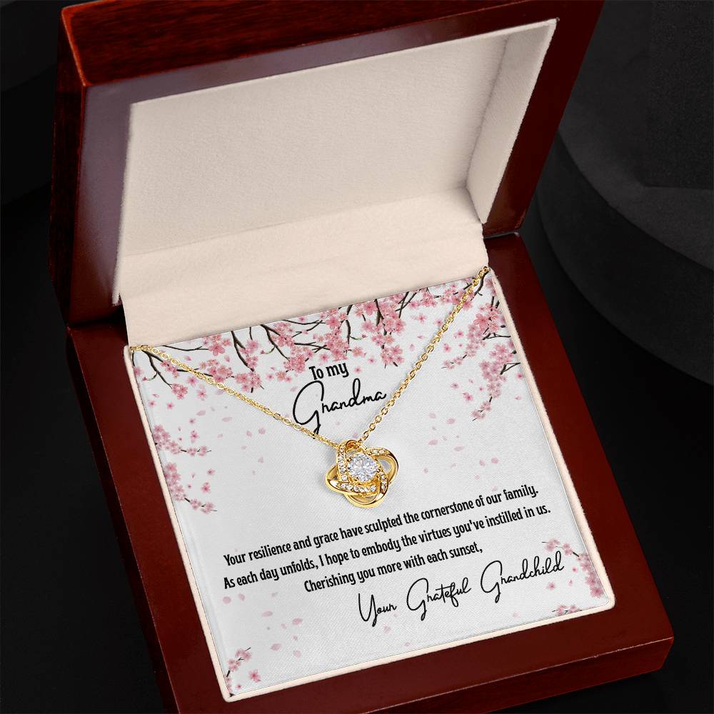 4040a Love Knot Necklace, Gift to my Grandma with Beautiful Message Card