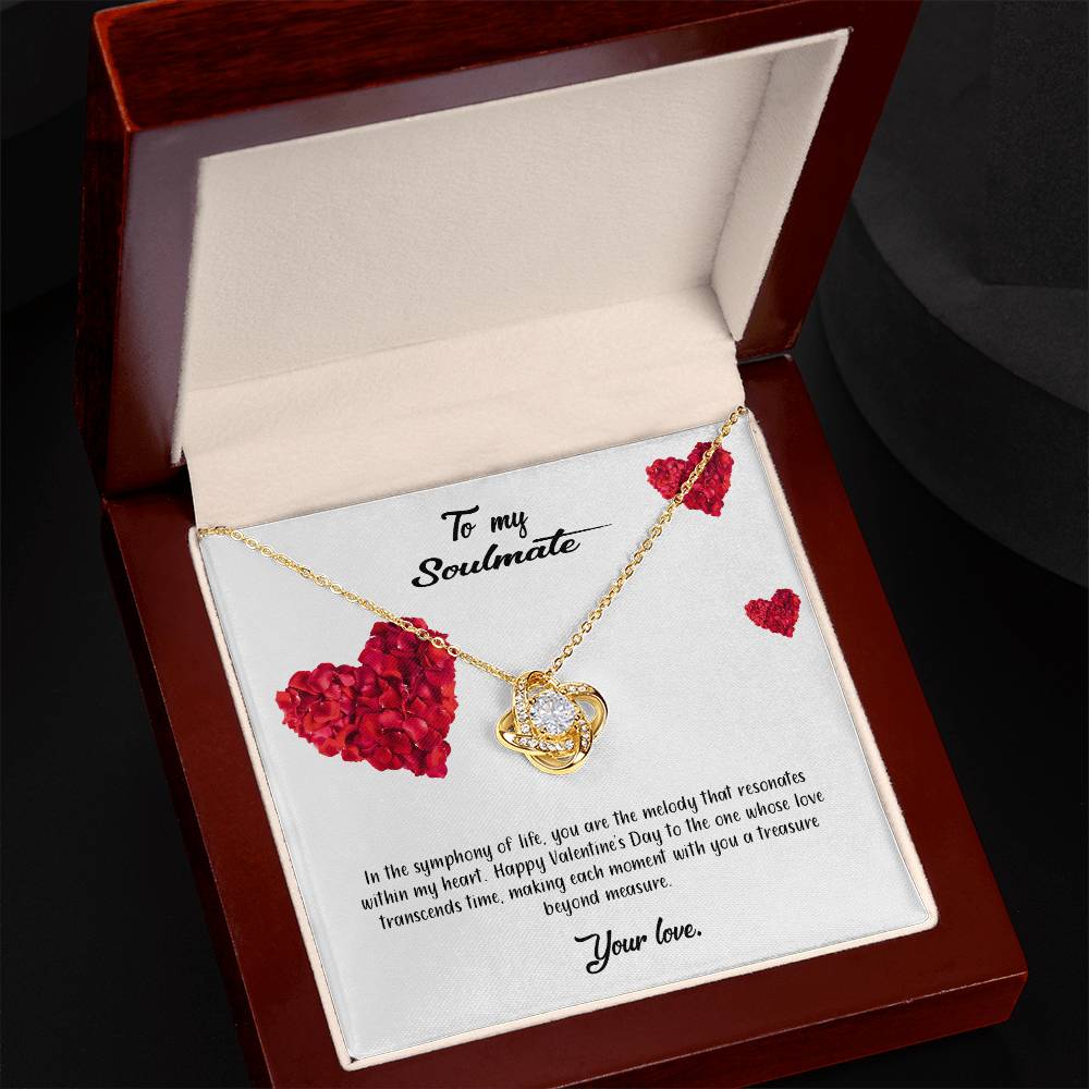 valentine-17b Love Knot Necklace, Gift to My Soulmate with Message card