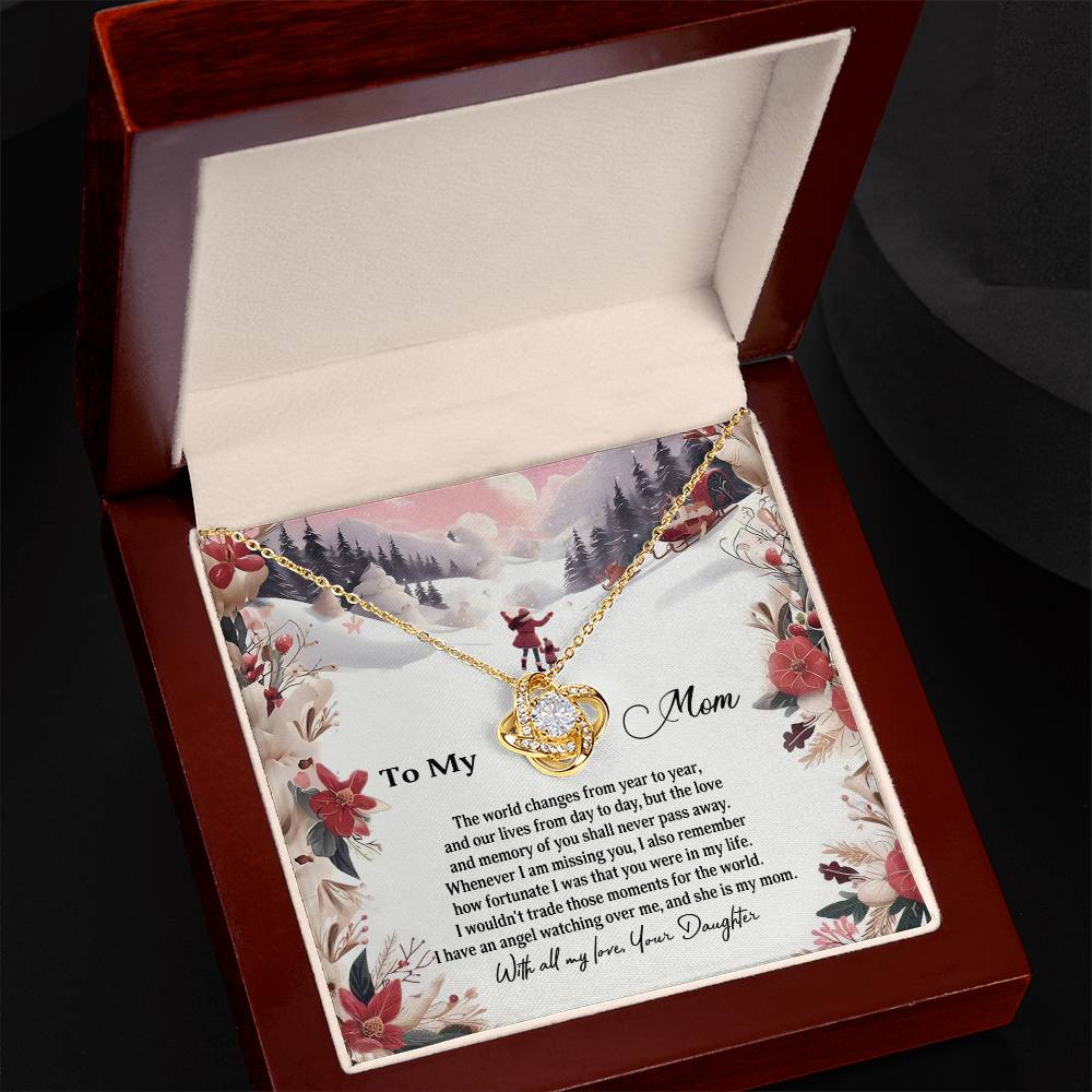 4023a Love Knot Necklace, Gift to my Mom with Beautiful Message Card