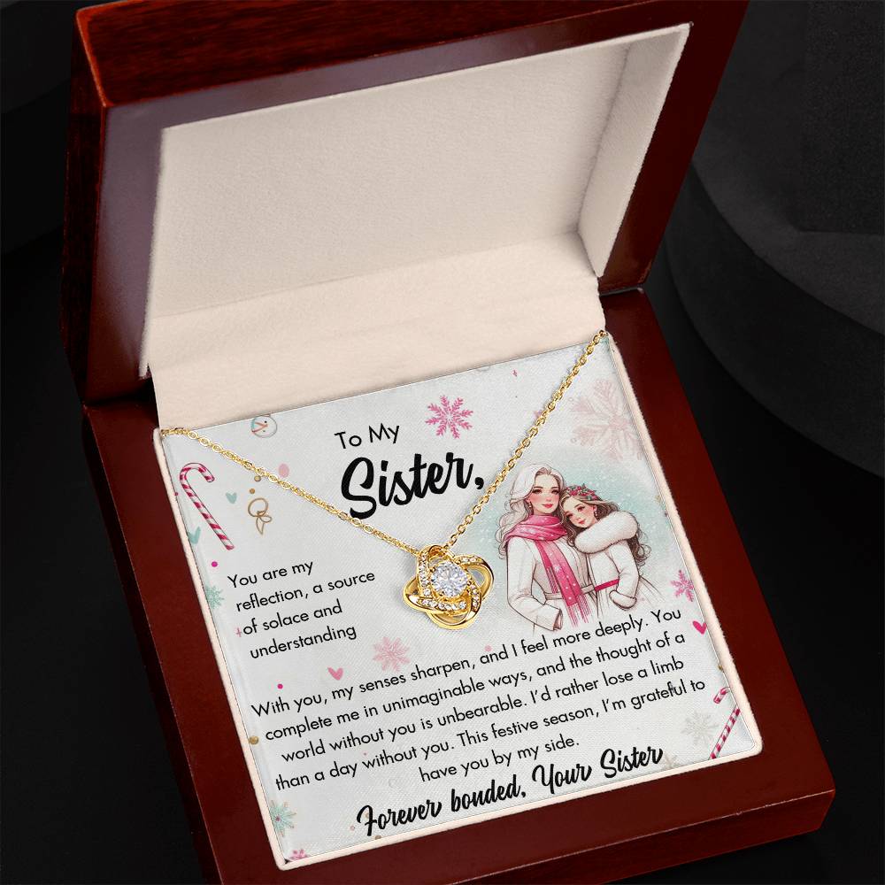 95127b Love Knot Necklace, Gift to my Sister with Beautiful Message Card