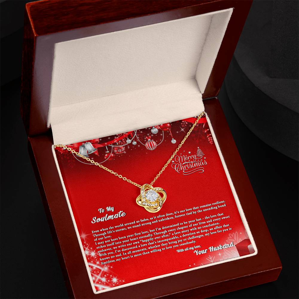 4007b Love Knot Necklace, Gift to My Soulmate with Message card