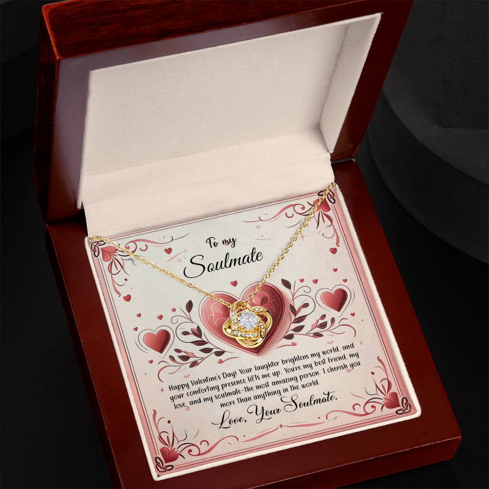 Valentine-st12b Love Knot Necklace, Gift to My Soulmate with Message card