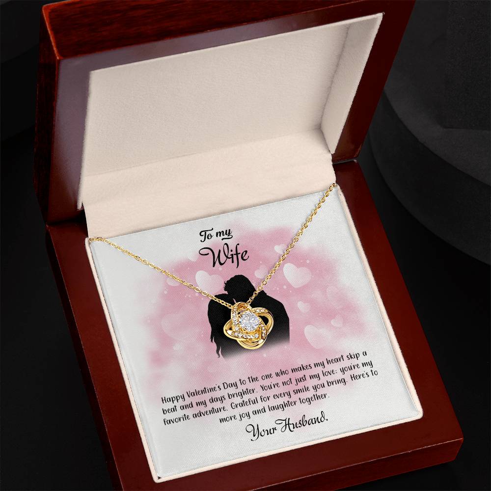 valentine-5a Love Knot Necklace, Gift to my Wife with Beautiful Message Card