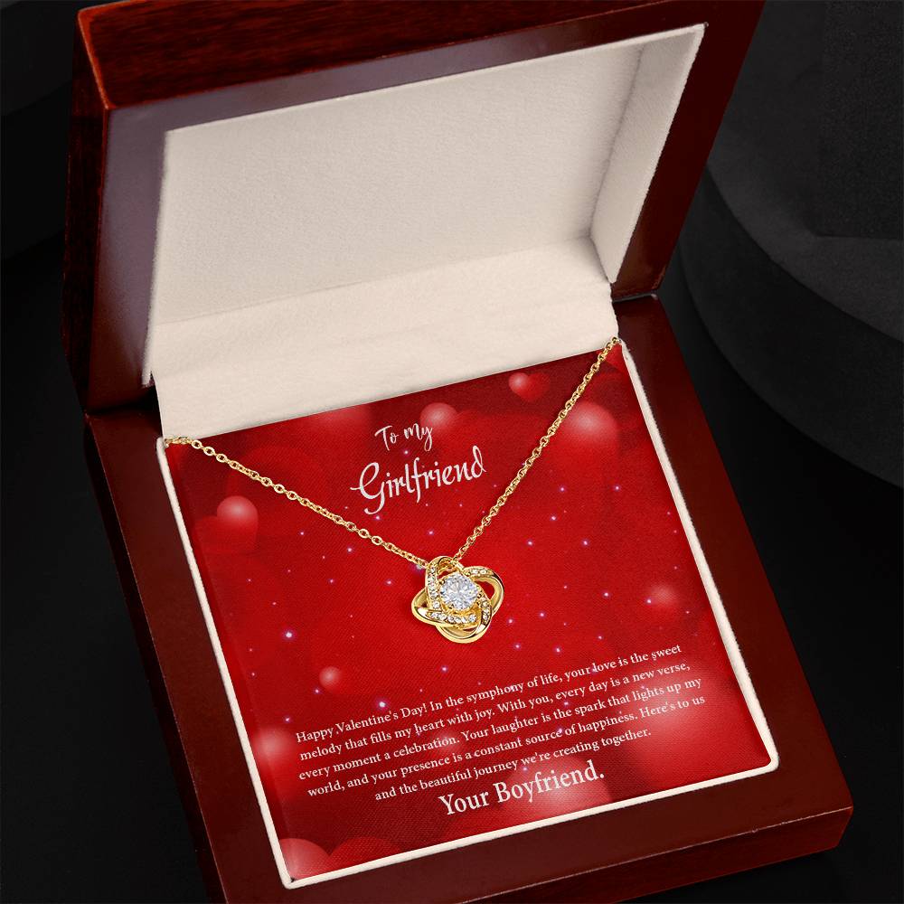 valentine-34c Love Knot Necklace, Gift to my Girlfriend with Beautiful Message Card