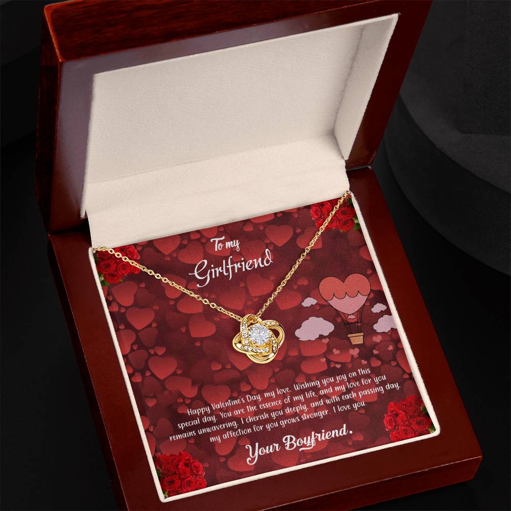 valentine-27c Love Knot Necklace, Gift to my Girlfriend with Beautiful Message Card