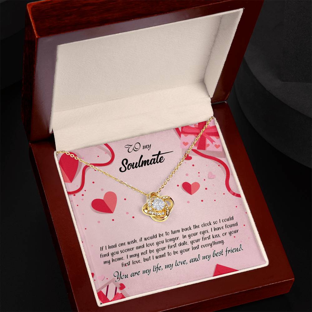 valentine-15b Love Knot Necklace, Gift to My Soulmate with Message card