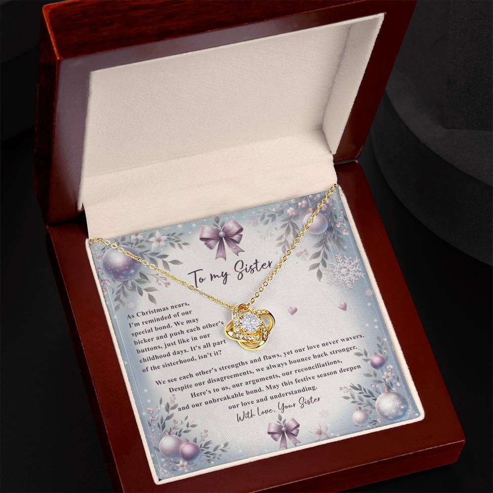 95784c Love Knot Necklace, Gift to my Sister with Beautiful Message Card