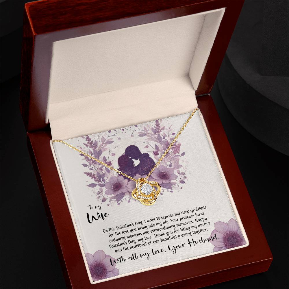 Valentine-st9a Love Knot Necklace, Gift to my Wife with Beautiful Message Card