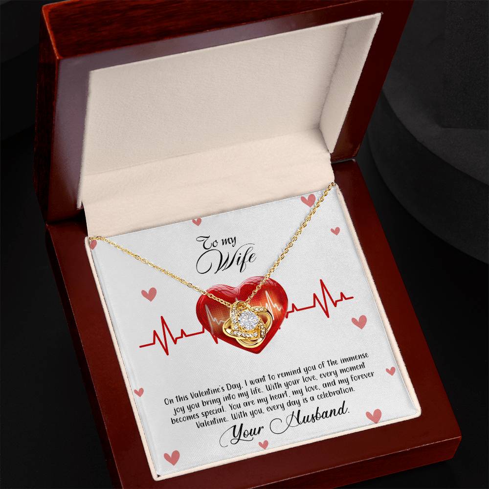 valentine-33a Love Knot Necklace, Gift to my Wife with Beautiful Message Card