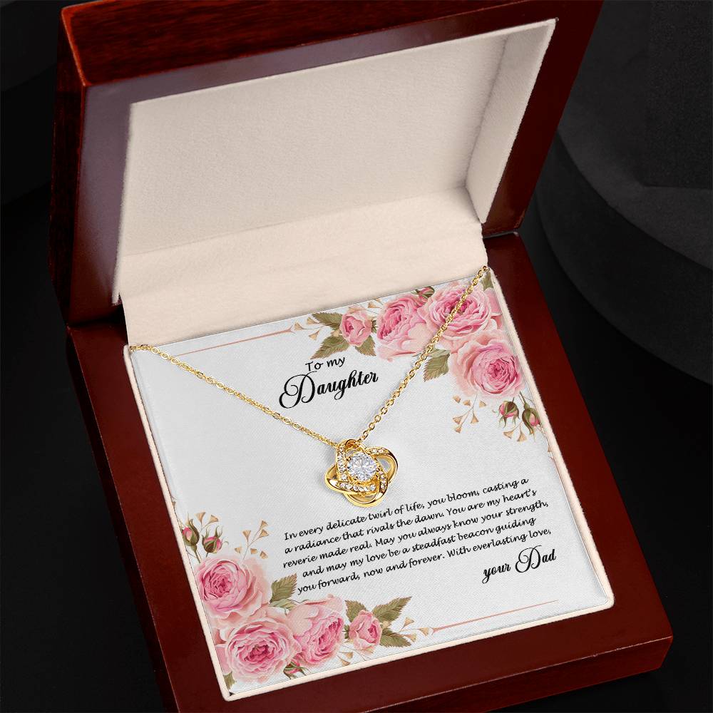 4034 (b) Love Knot Necklace, Gift to my Daughter with Beautiful Message Card