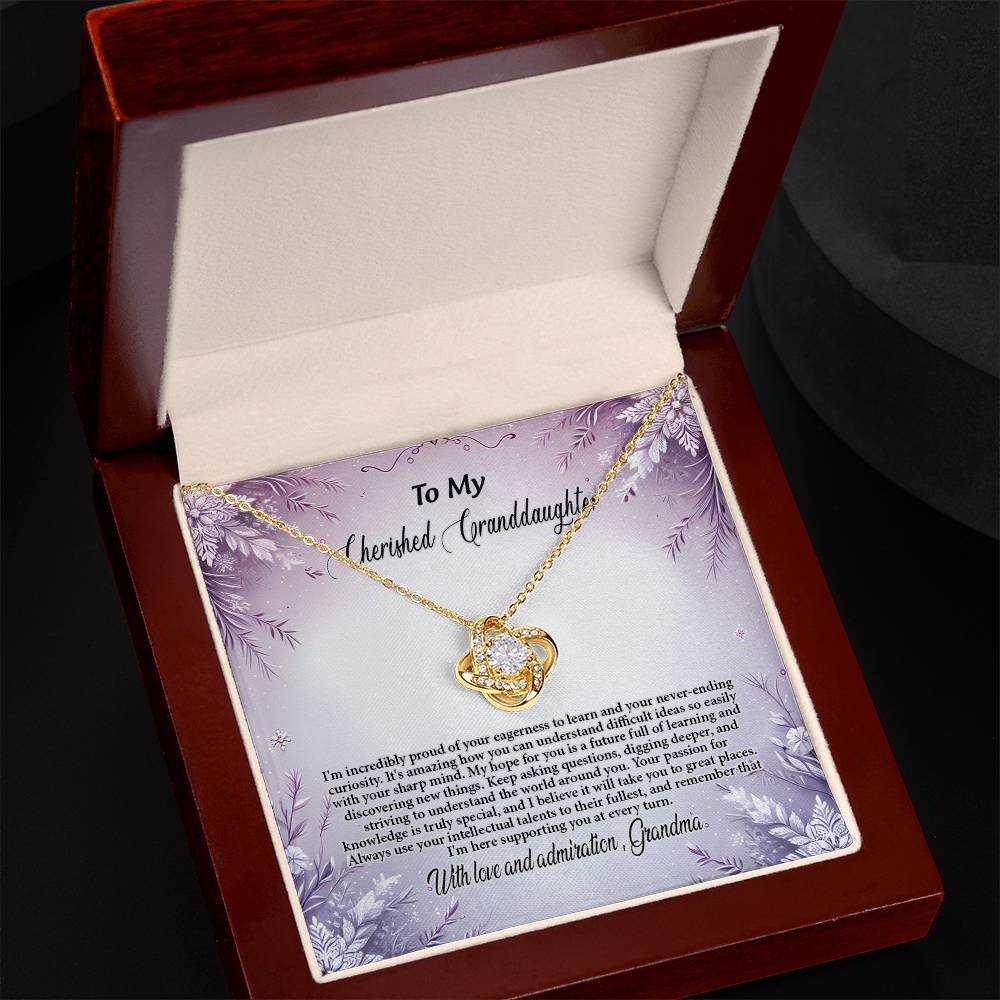 4054c Love Knot Necklace, Gift to My Granddaughter with nice Message Card