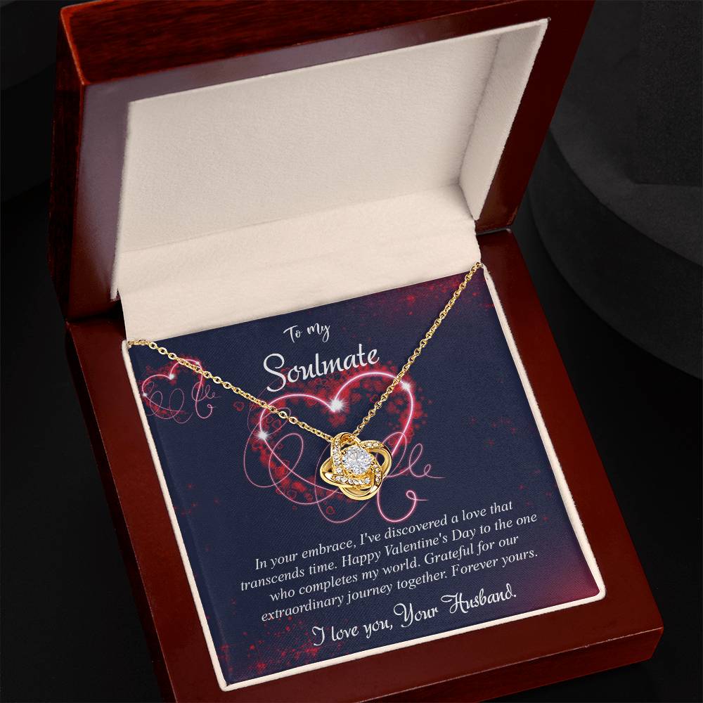 valentine-7b Love Knot Necklace, Gift to My Soulmate with Message card