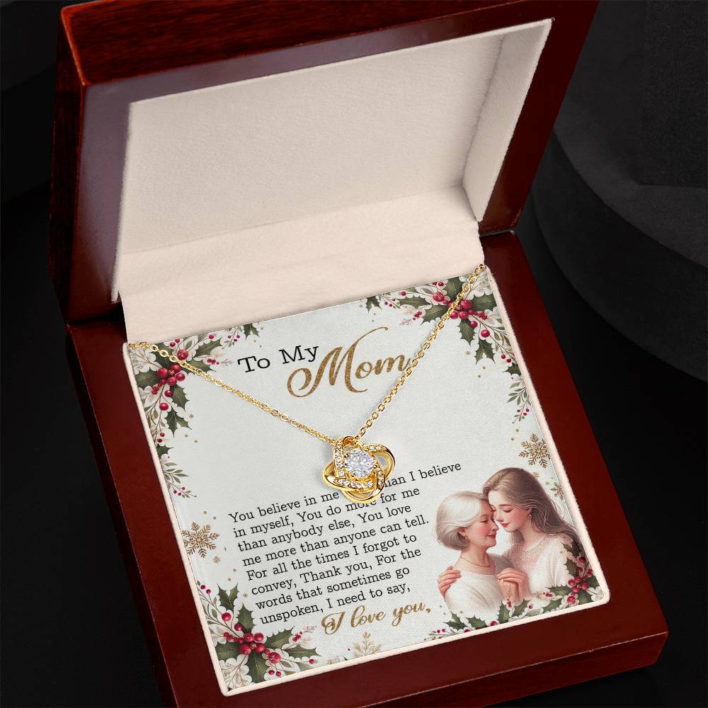 95147c Love Knot Necklace, Gift to my Mom with Beautiful Message Card