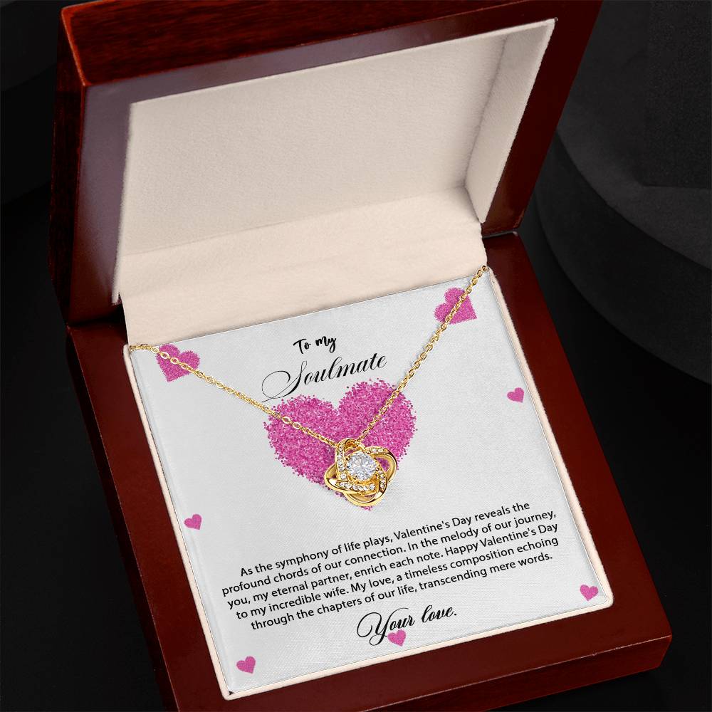 valentine-8b Love Knot Necklace, Gift to My Soulmate with Message card