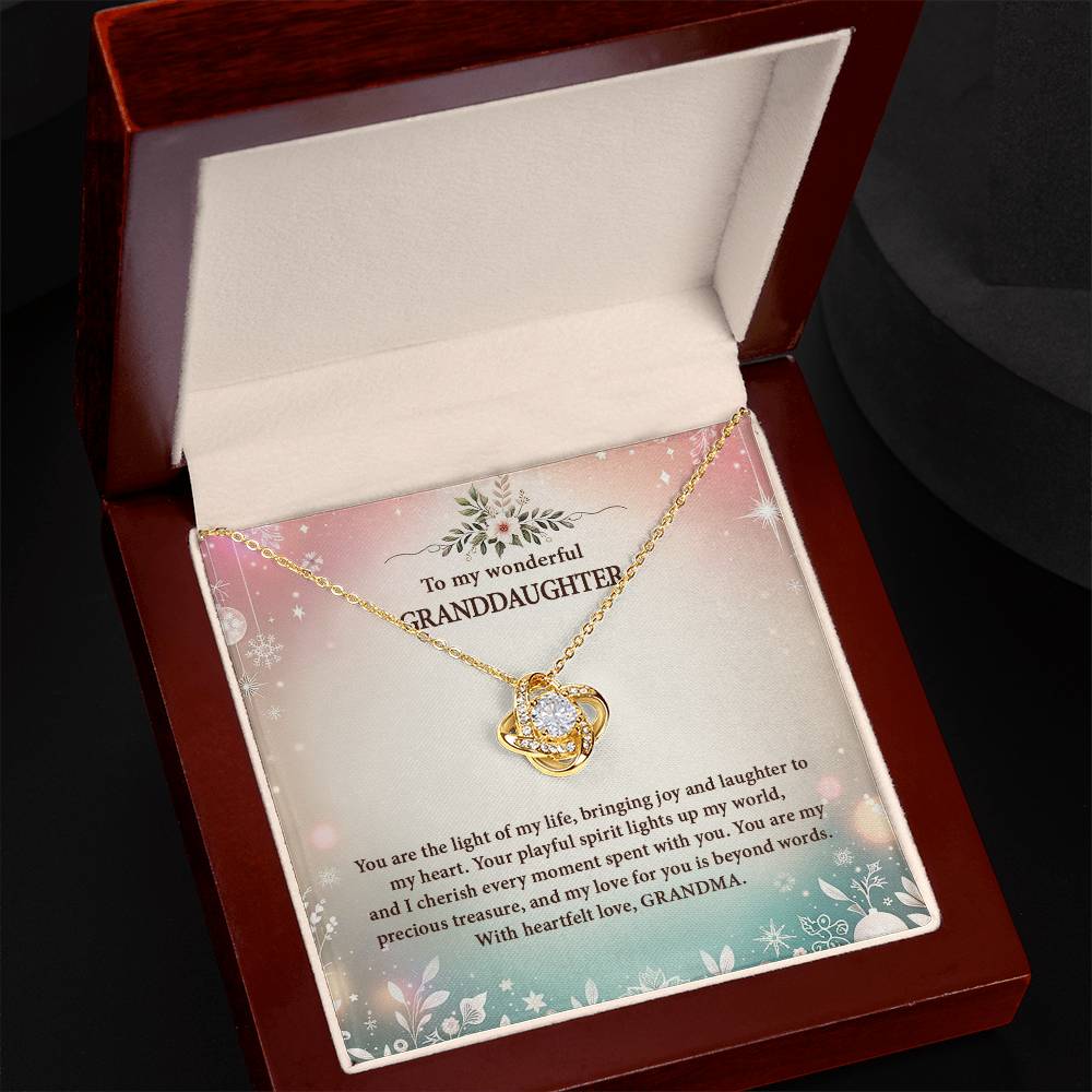 4057a Love Knot Necklace, Gift to My Granddaughter with nice Message Card