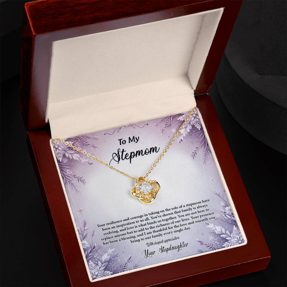 4054b Love Knot Necklace, Gift to my Stepmom with Beautiful Message Card