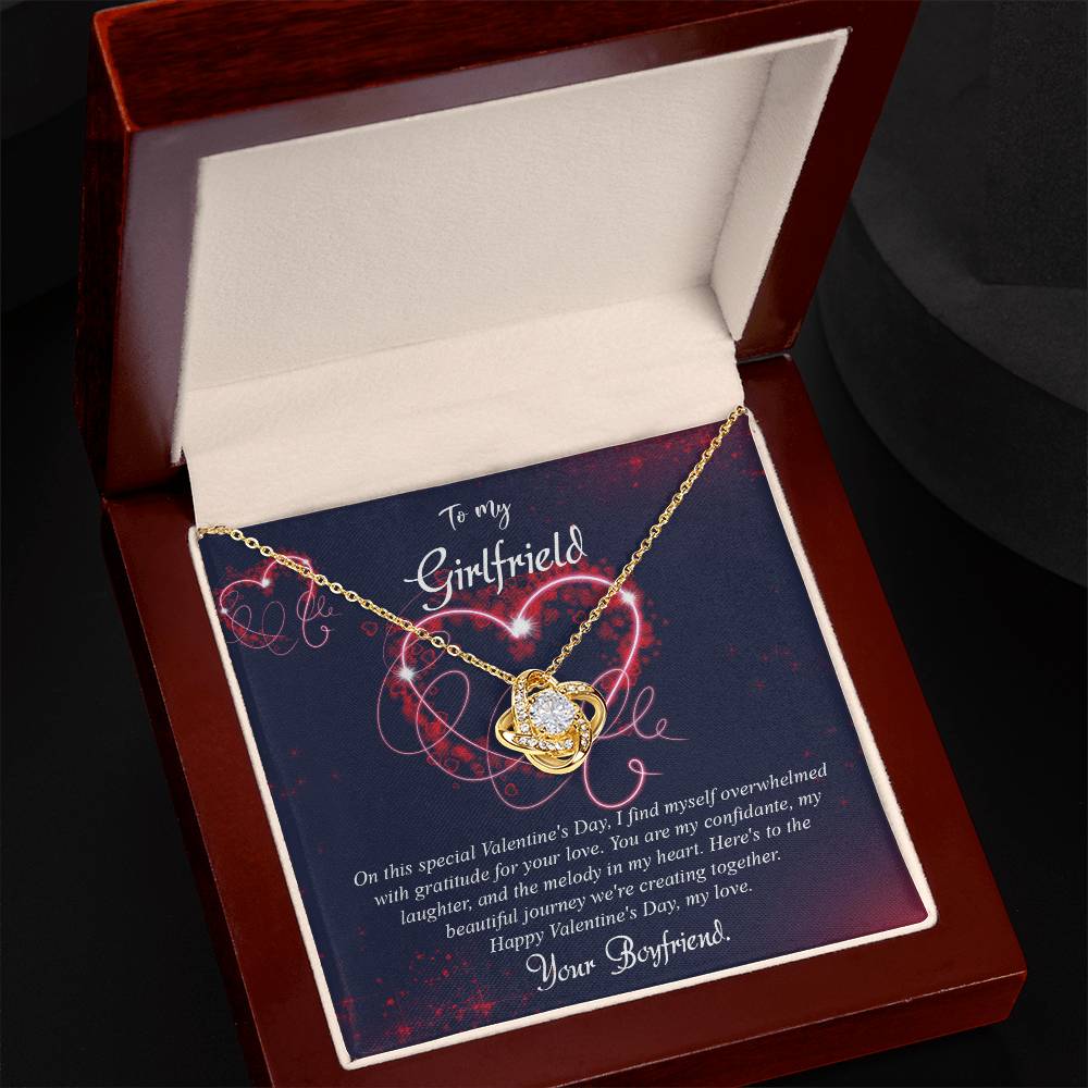 valentine-7c Love Knot Necklace, Gift to my Girlfriend with Beautiful Message Card