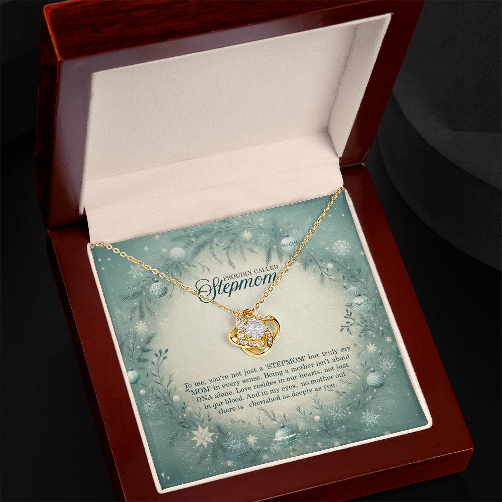 95320 b Love Knot Necklace, Gift to my Stepmom with Beautiful Message Card