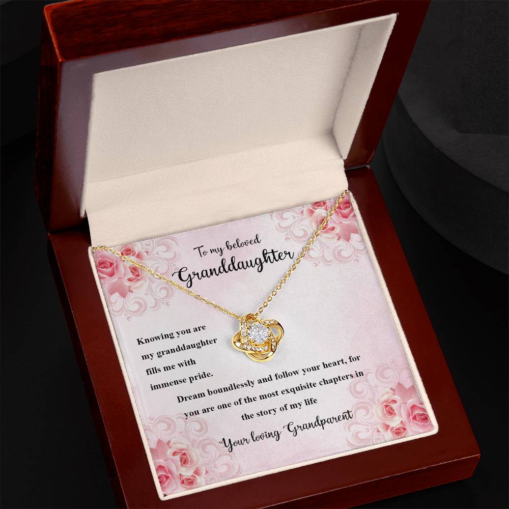 4036a Love Knot Necklace, Gift to My Granddaughter with nice Message Card