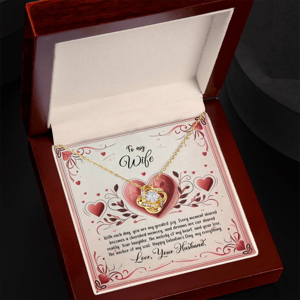 Valentine-st12a Love Knot Necklace, Gift to my Wife with Beautiful Message Card