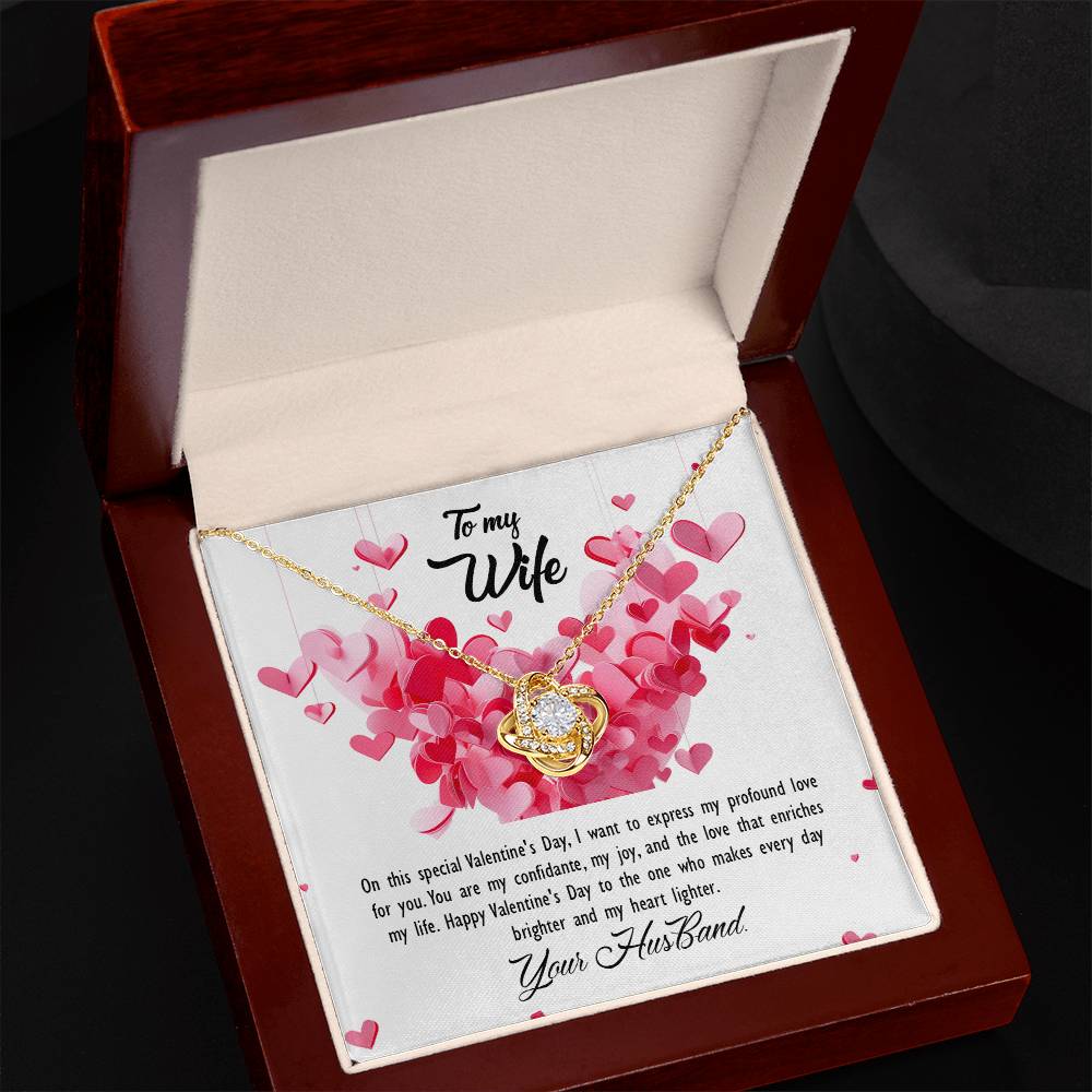 valentine-26a Love Knot Necklace, Gift to my Wife with Beautiful Message Card