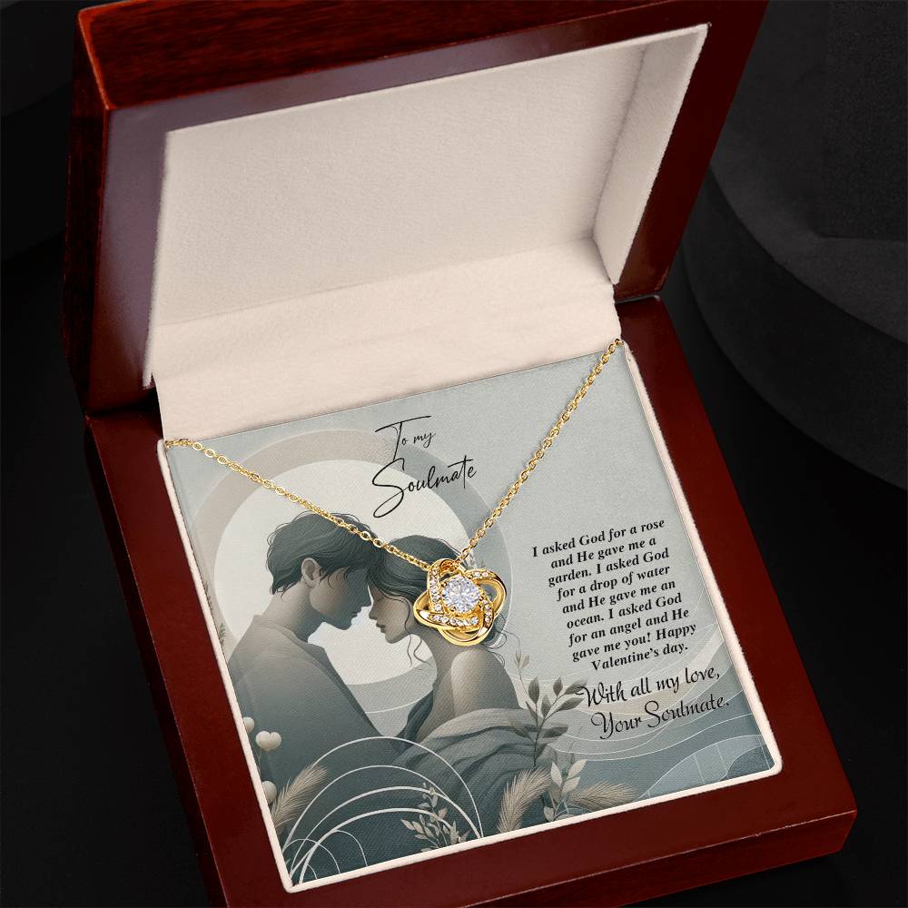 Valentine-st22b Love Knot Necklace, Gift to My Soulmate with Message card