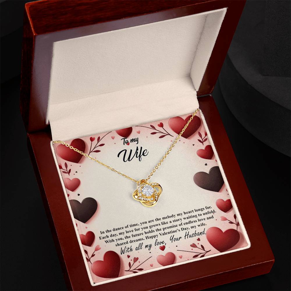 Valentine-st7a Love Knot Necklace, Gift to my Wife with Beautiful Message Card