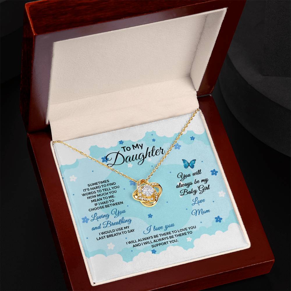 4019a Love Knot Necklace, Gift to my Daughter with Beautiful Message Card